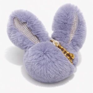 Discontinued Kate Spade Bunny Faux Fur Bag Charm Clip Lavender Rhinestones NWT